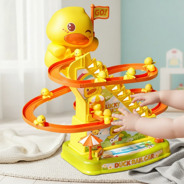 Electric Duck Stairs Climbing Toy with Flashing Lights & Music