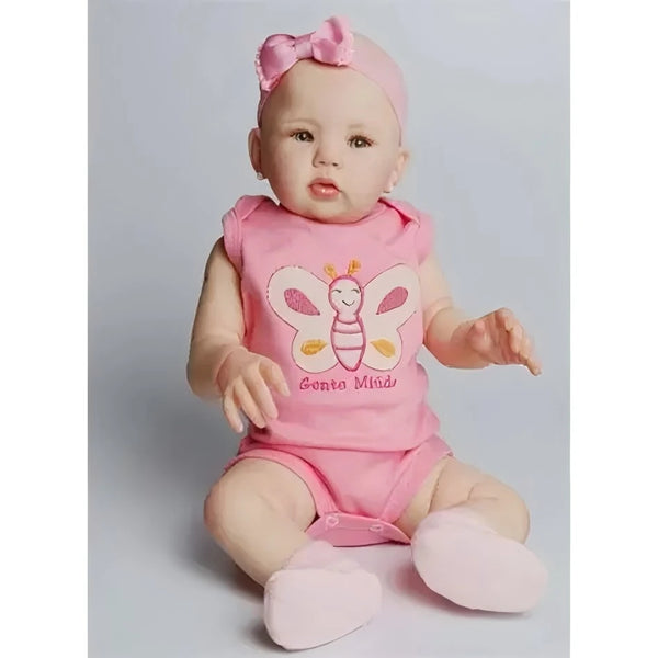 "Abigail" – 20" Full Vinyl Reborn Baby Girl Doll with Hand-Painted Hair, Awake Eyes & Pink Blanket