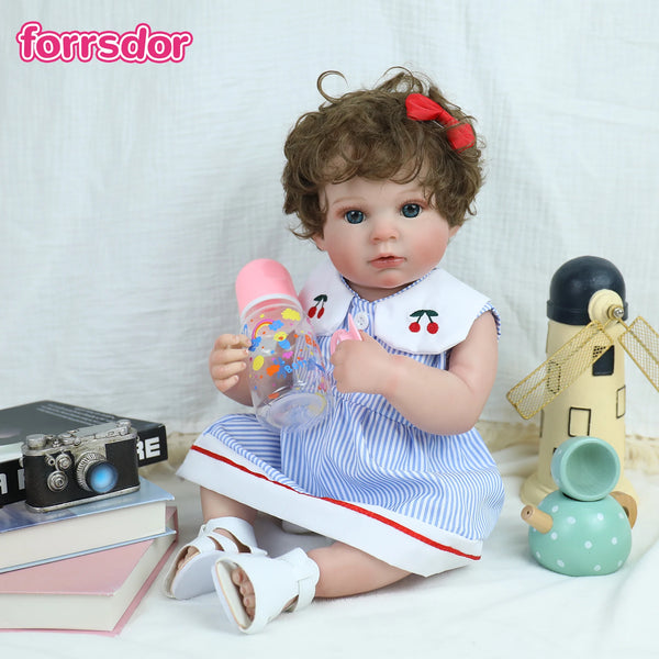 "Ariaana" – 20" Reborn Baby Girl Doll with Hand-Rooted Brown Curly Hair & 3D Veined Skin