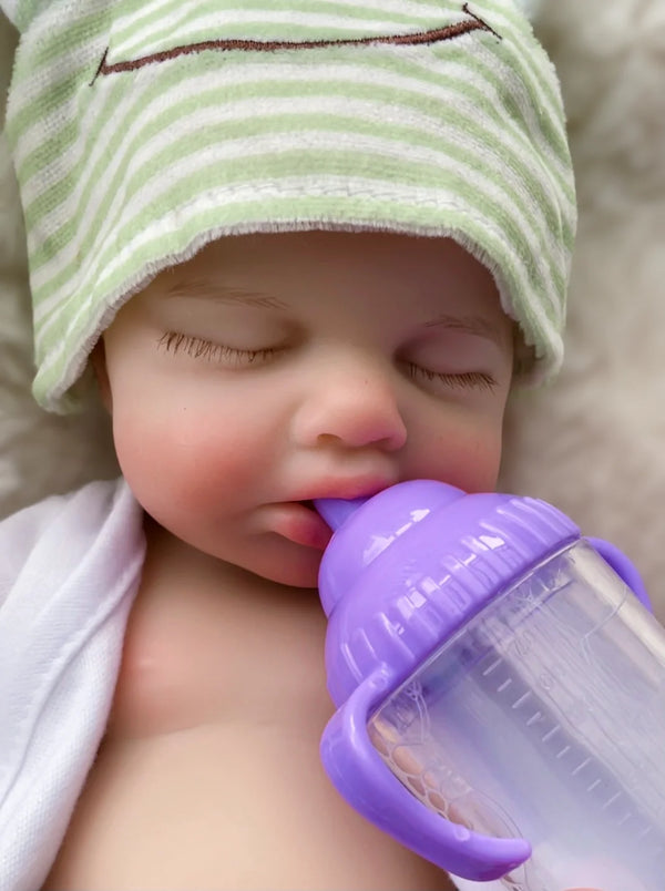 Realistic 33cm LouLou Solid Silicone Reborn Doll with Open Mouth
