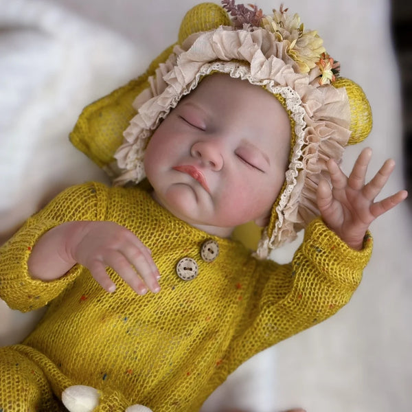 "August" – 19" Washable Full Vinyl Reborn Baby Girl Doll with 3D Hand-Painted Skin & Poseable Body