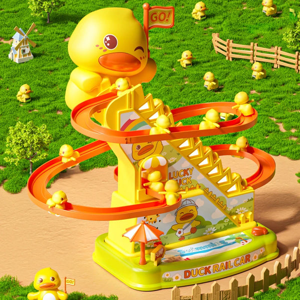 Electric Duck Stairs Climbing Toy with Flashing Lights & Music