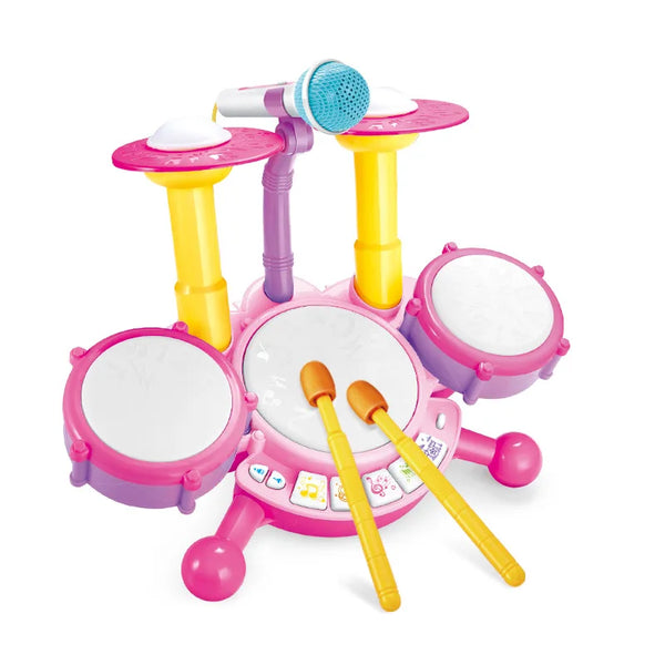 Multifunctional Kids Electric Jazz Drum Set with Lights & Microphone