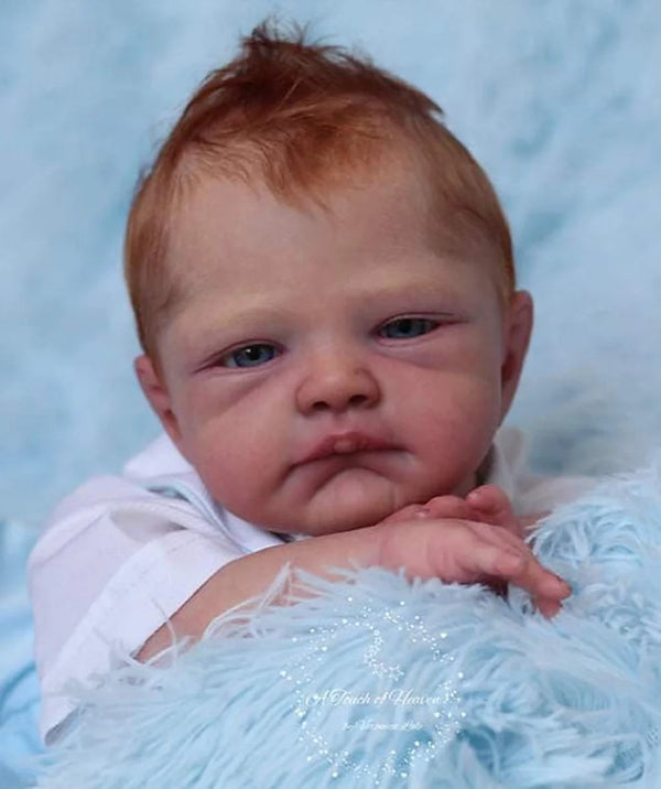 "August" – 19" Open-Eyed Reborn Baby Doll with Rooted Hair & 3D Hand-Painted Skin