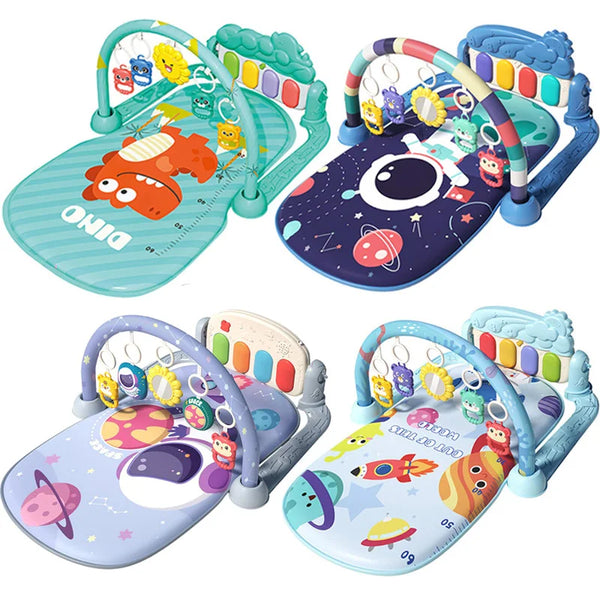 0–12M Baby Game Mat with Musical Pedal Piano & Cute Hanging Pendants