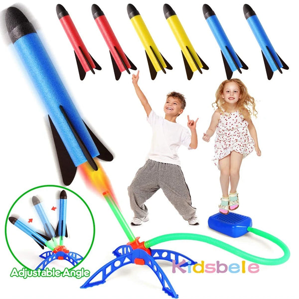 Kid Air Rocket Foot Pump Launcher Toy Set