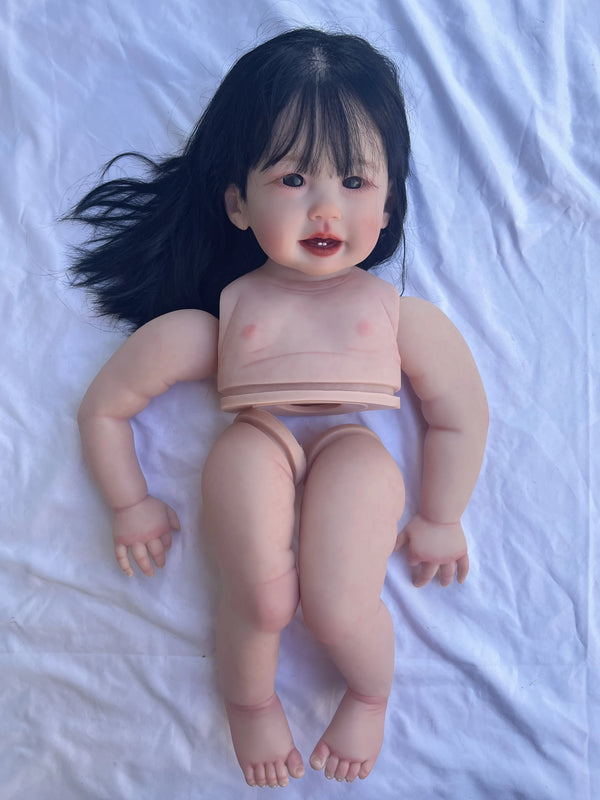 "Teegan" – 28" Reborn Baby Doll with Hand-Rooted Hair & Heat-Set Paint (DIY Kit or Assembled)