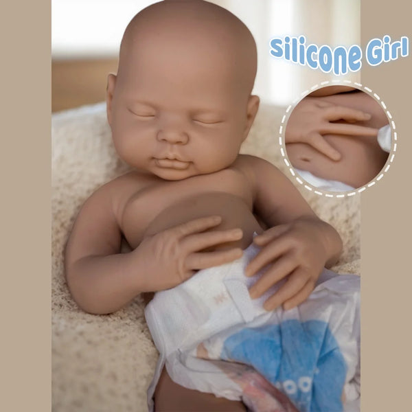 "Elara" – 18" Unpainted Full Silicone Reborn Baby Girl Doll with Closed Eyes & Blank Canvas Finish