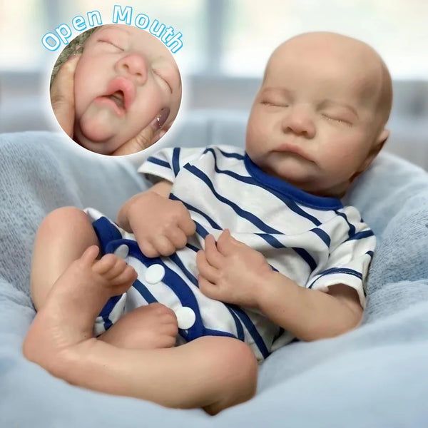 "Levi" – 16" Full Silicone Reborn Baby Boy Doll with Open Mouth, 3D Painted Skin & Lifelike Realism